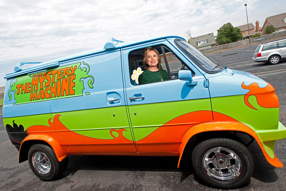 Hillary Clinton, Scooby, Mystery Machine Hillary Clinton, Scooby, Mystery Machine